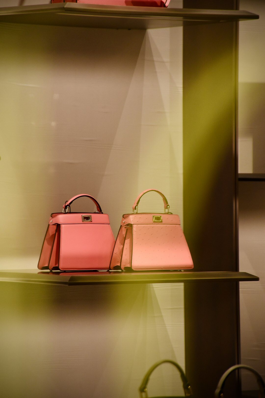 premium leather handbag display